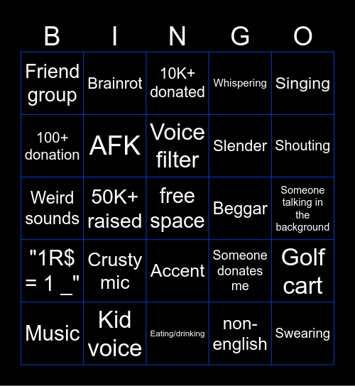 pls donate bingo Card