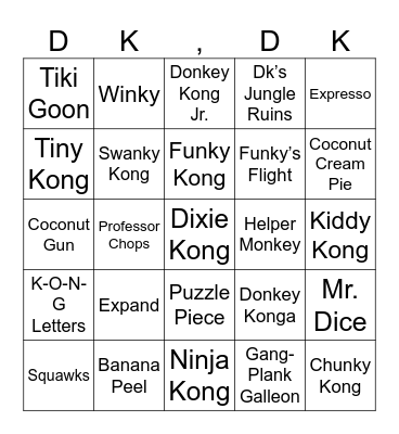 BananaBrewer [Round 2] Donkey Kong Bingo Card