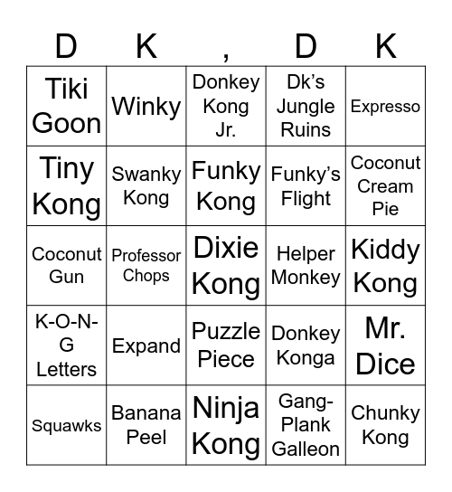 BananaMédor [Round 2] Donkey Kong Bingo Card