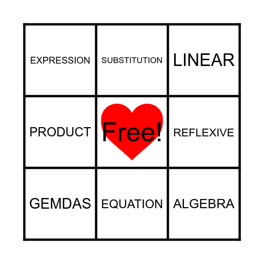 MATH IS FUN! Bingo Card
