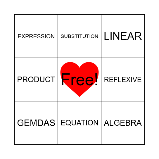 MATH IS FUN! Bingo Card