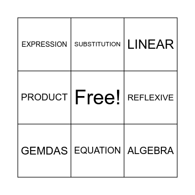 MATH IS FUN Bingo Card