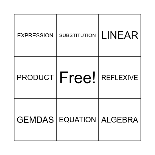 MATH IS FUN Bingo Card