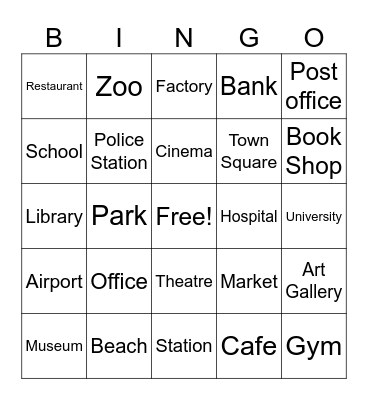 Community Places Bingo! Bingo Card