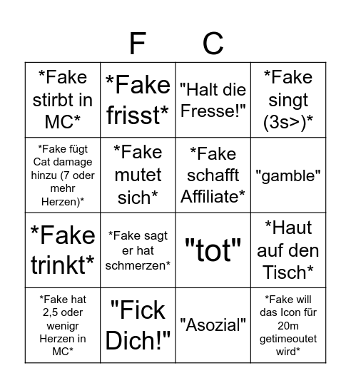 2 Jahre FC - Geburtstag Bingo Card