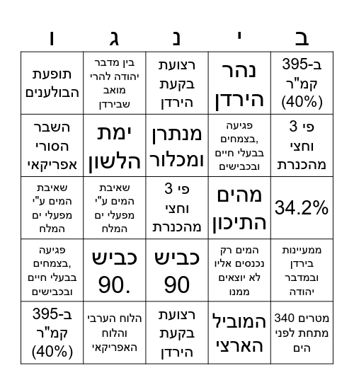 ים המלח - בינגו Bingo Card