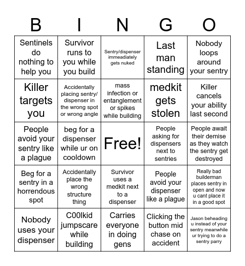 Builderman main Bingo Card