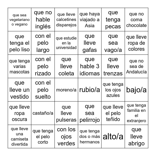 Encuentra a alguien que... Bingo Card