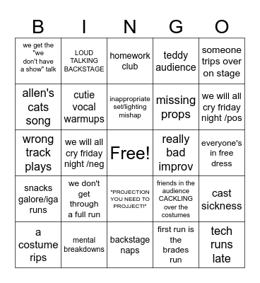 tech week Bingo Card