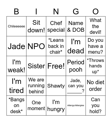 Call Center Bingo Card