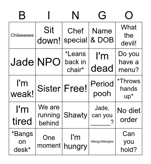 Call Center Bingo Card