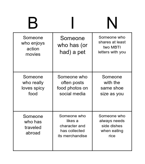 2025 BIHS & Tsukukoma Getting to Know Each Other Bingo Card