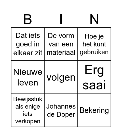 Woorden bingo Card