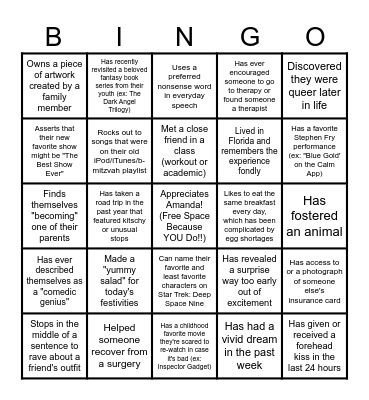 Find Someone Who... Bingo Card