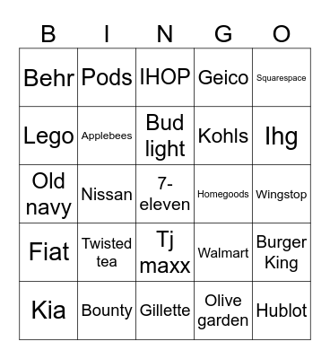 AT&T Bingo Card