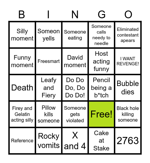 BFDI BINGO Card