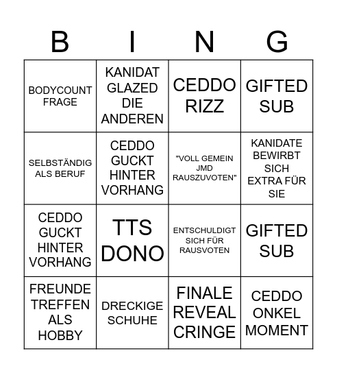 CEDDO BLINDDATE Bingo Card