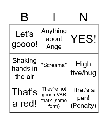 Dad and Owen soccer watching Bingo Card