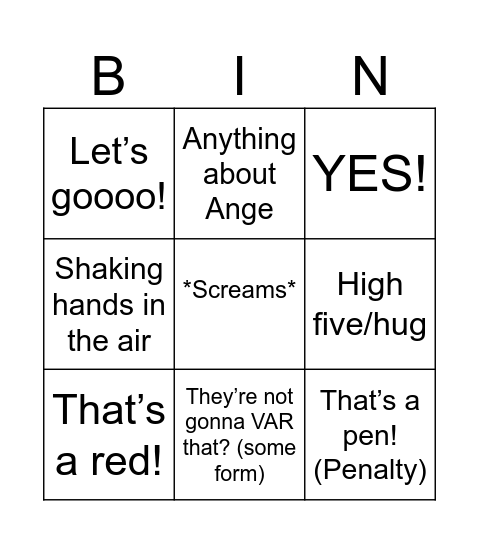 Dad and Owen soccer watching Bingo Card