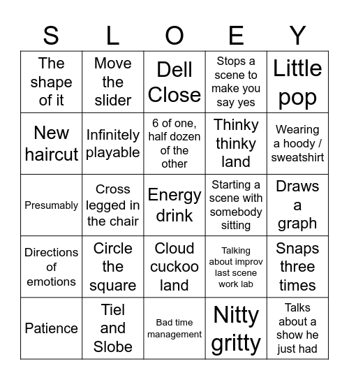 Andy Bingo! Bingo Card