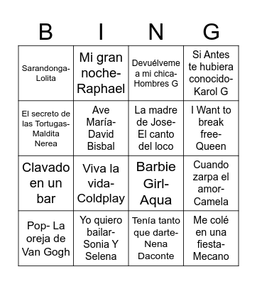 BINGO MUSICAL Bingo Card