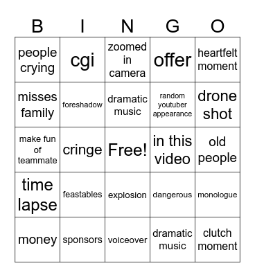mr beast bingo Card
