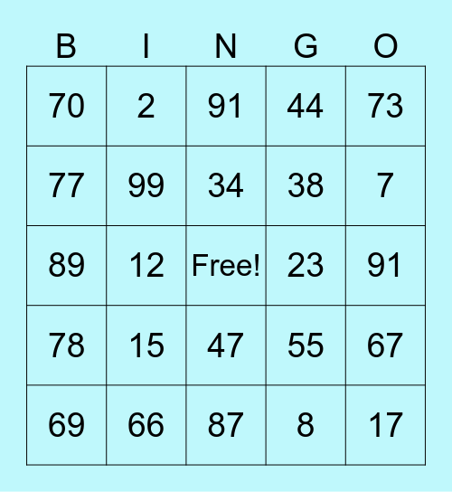 Money Bingo! Bingo Card