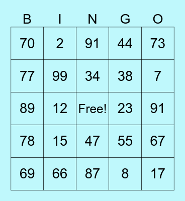 Money Bingo! Bingo Card