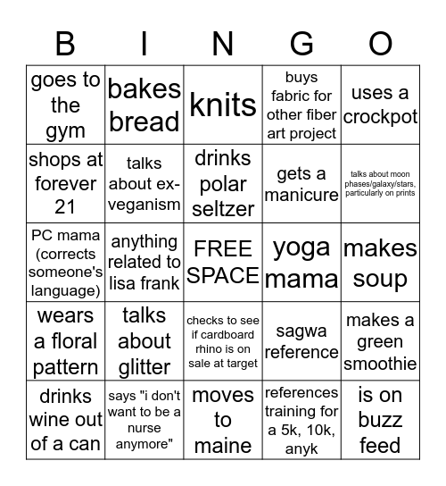 my life as catherine "katie" adams, rn Bingo Card