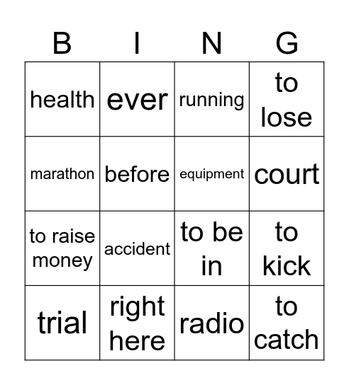 unit 4 - vocab Bingo Card