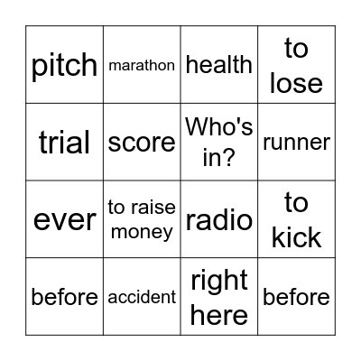 VOCAB Bingo Card