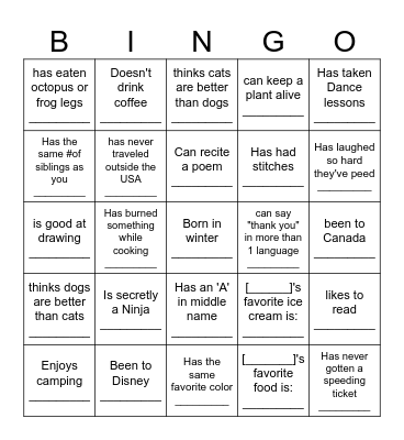 Get to Know Your Co-workers Bingo Card