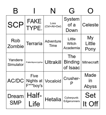 Autistic Bingo Card