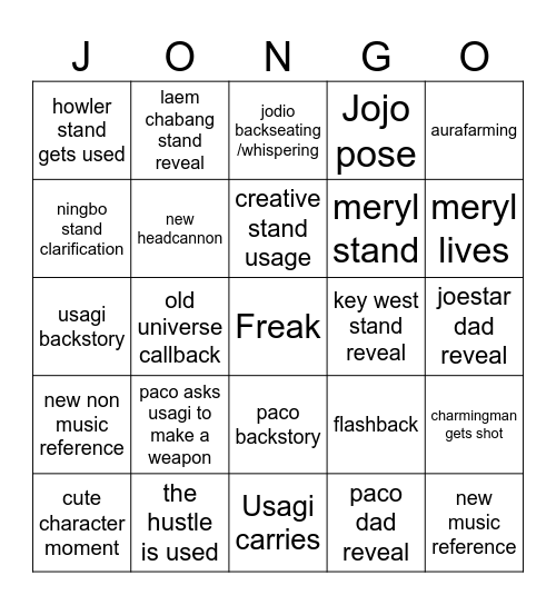 TJJL 24 march bingo Card