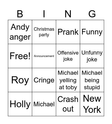 The office Bingo Card