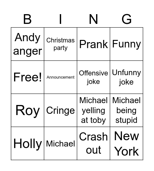 The office Bingo Card