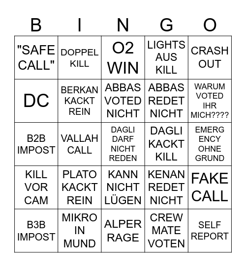 AMONG MIT HAUPTSCHÜLER Bingo Card