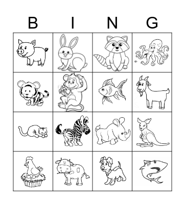 Animal Bingo Card