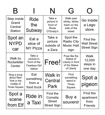 NYC Bingo Card