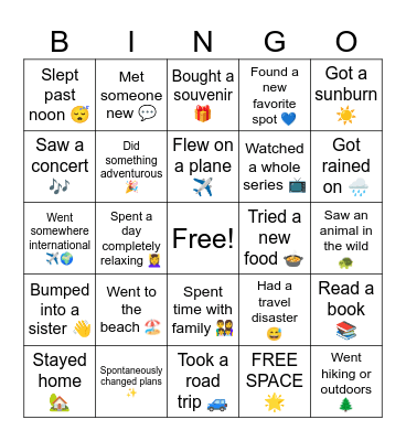 Good of the Order: Spbreak Bingo Card