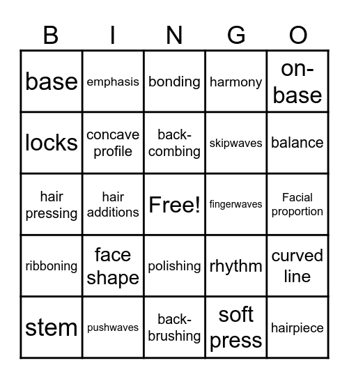 Hairdressing & Styling          Mrs. Andee's Class Bingo Card