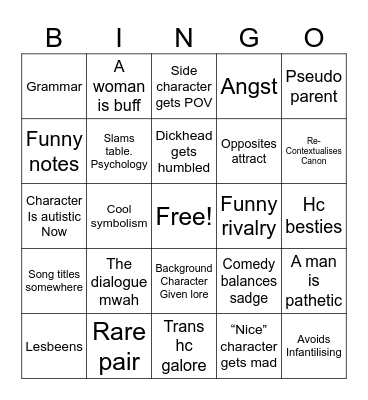 Longfic Bingo Card