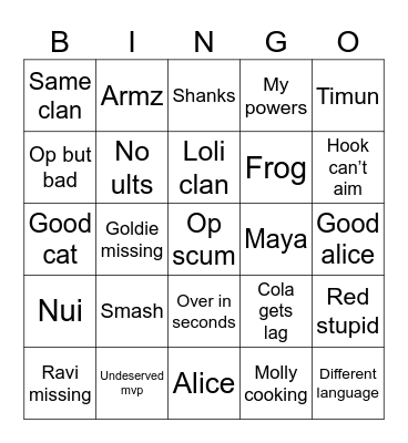 Untitled Bingo Card