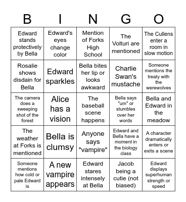 twilight time Bingo Card