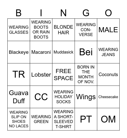 HOLIDAY BINGO Card