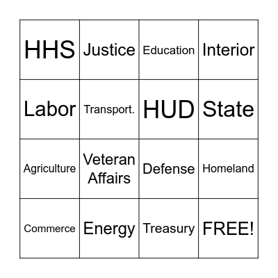 Cabinet  BINGO Card