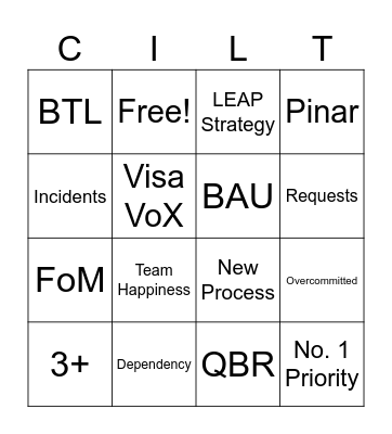 CI QBR Bingo Card