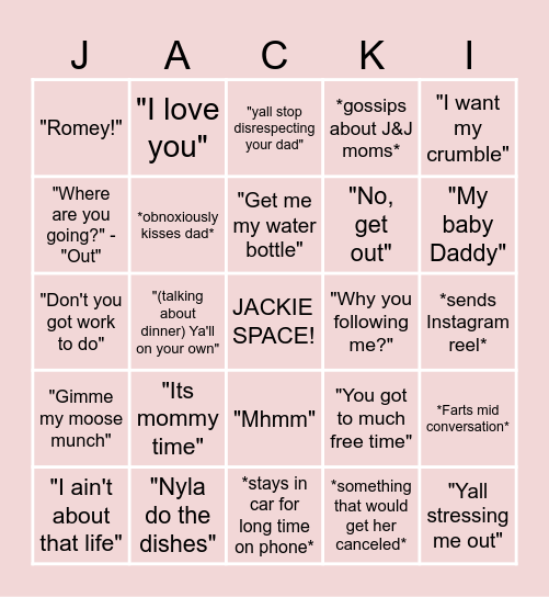 Jackalicious Jubilations Bingo Card