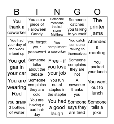 National Customer Service Week Bingo Card