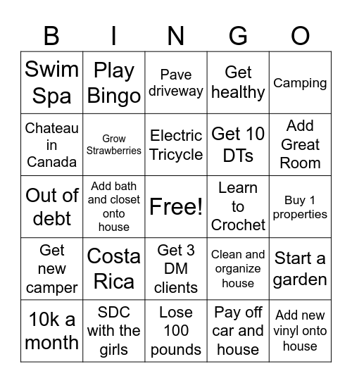 Terri Jo Bingo Card